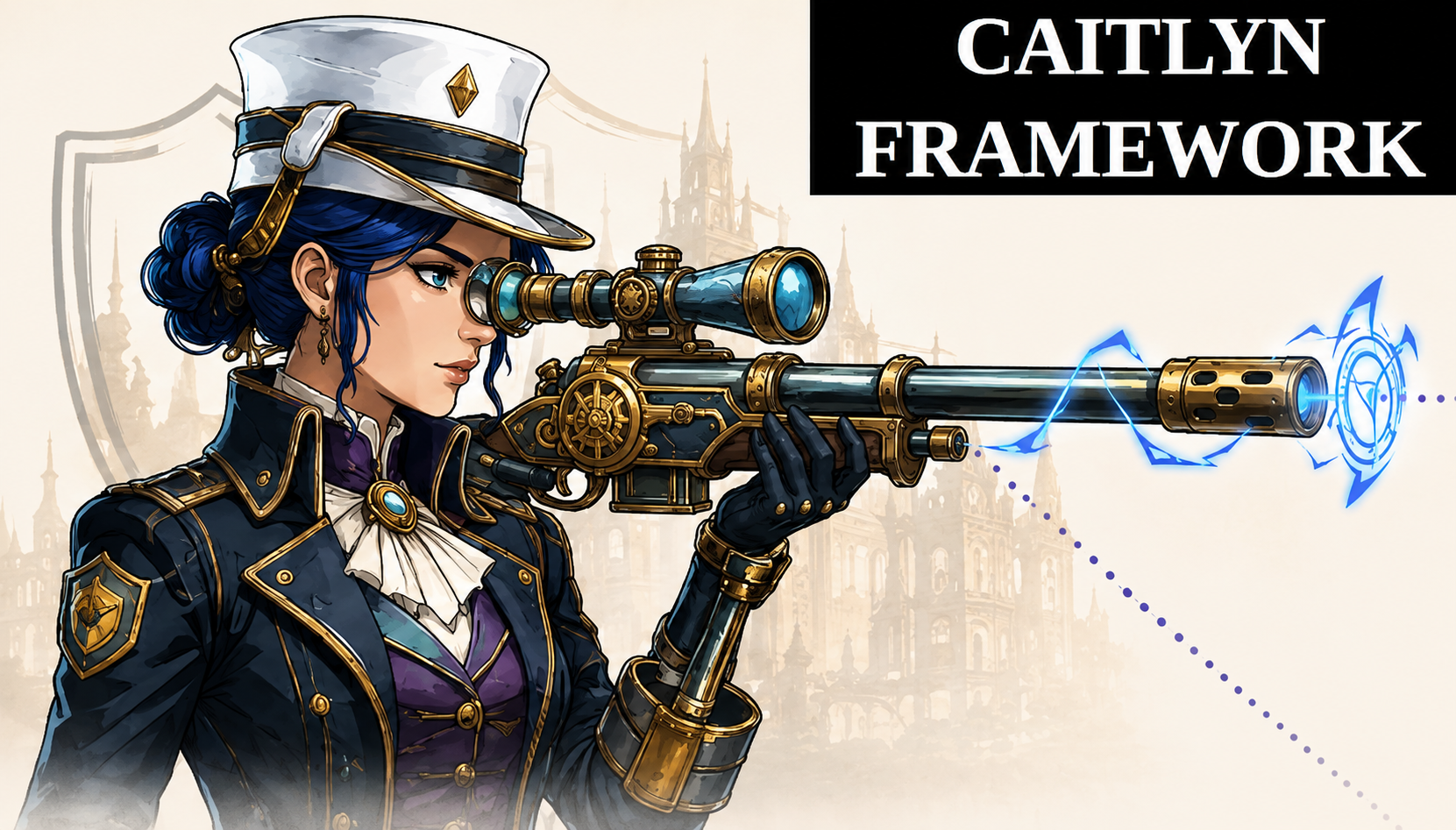CAITLYN character visual inspired by a cybernetic marksman